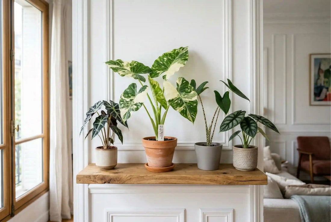 Alocasia Zebrina aux pétioles rayés et au feuillage nervuré