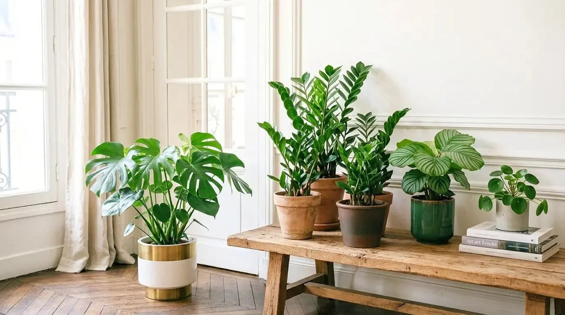 Zamioculcas (plante ZZ) au feuillage vert vernissé, plante d'intérieur increvable présentée en pot.