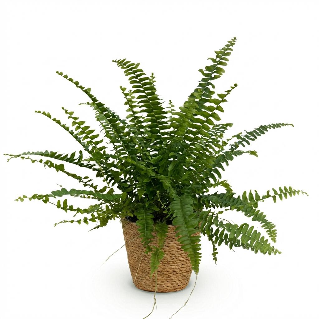 Fougère de Boston Nephrolepis exaltata 'Green Lady' en pot de 12 cm, touffe de frondes vert vif finement divisées et arquées