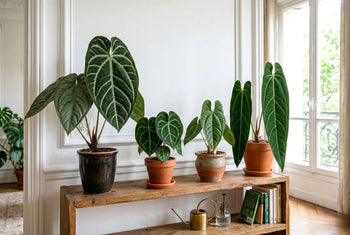 Anthurium au feuillage vert foncé velouté, nouveauté de plante d'intérieur