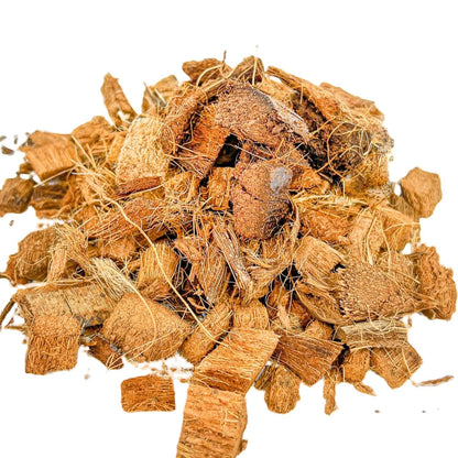 Eclats de coco + fibres de coco compressée