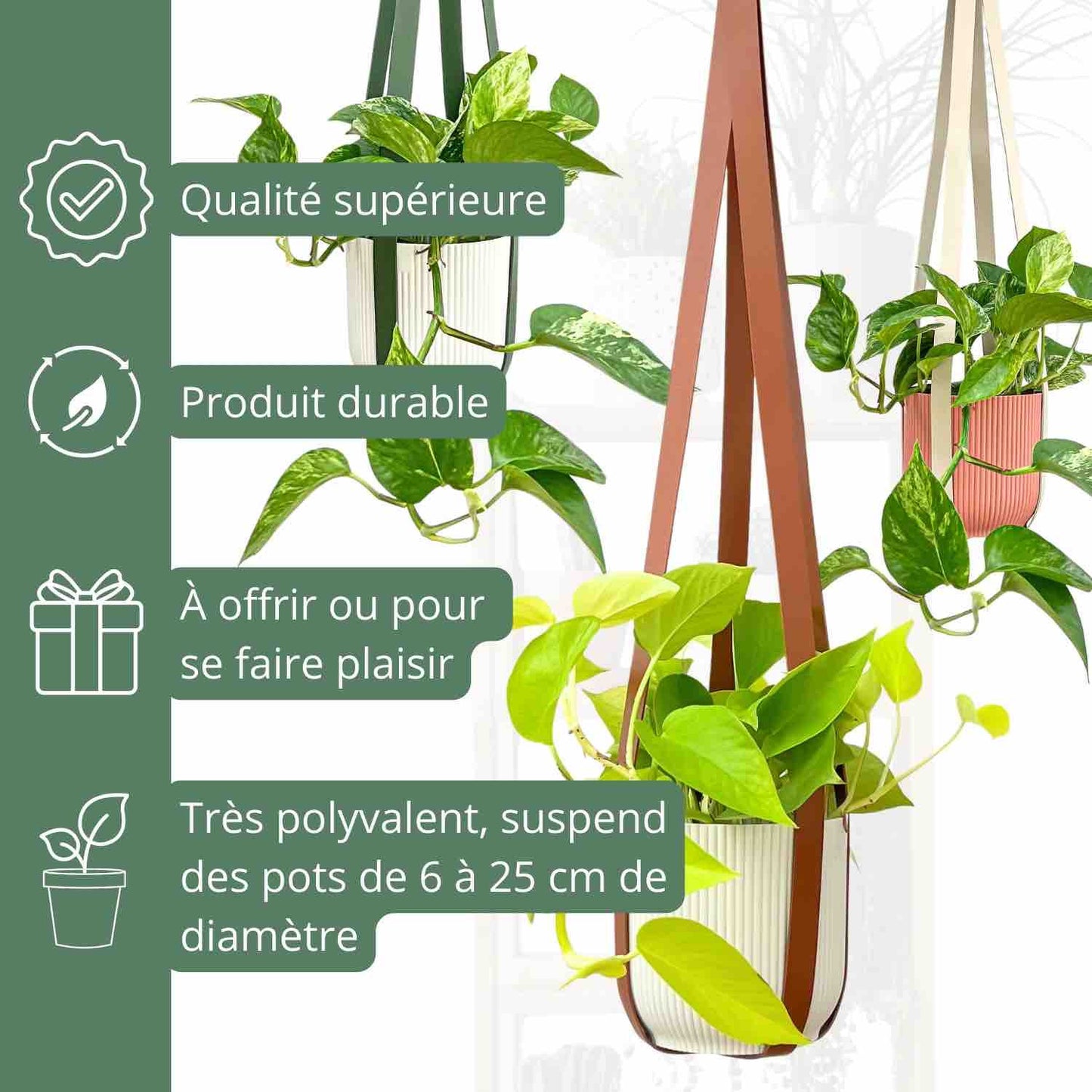 Faux leather plant hanger + free metal hook!