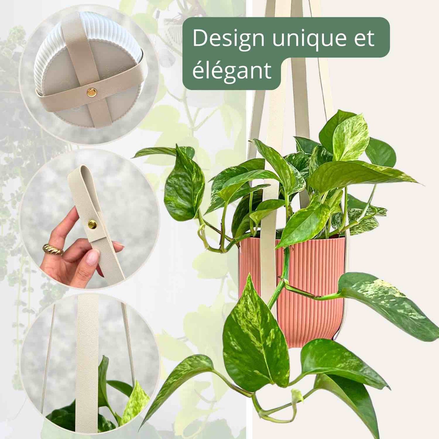 Faux leather plant hanger + free metal hook!