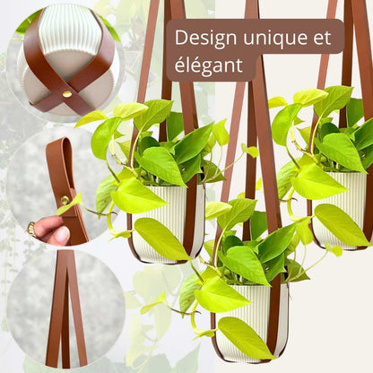 Trio Offer - 3 Faux Leather Plant Hangers + Free Metal Hooks!