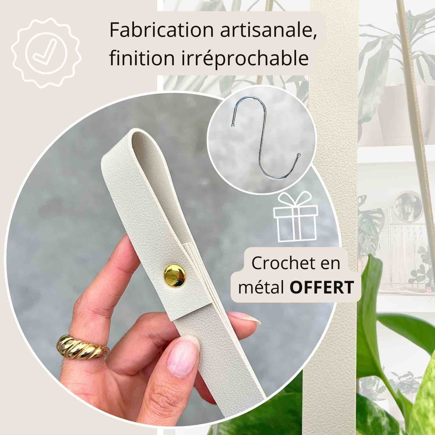Faux leather plant hanger + free metal hook!