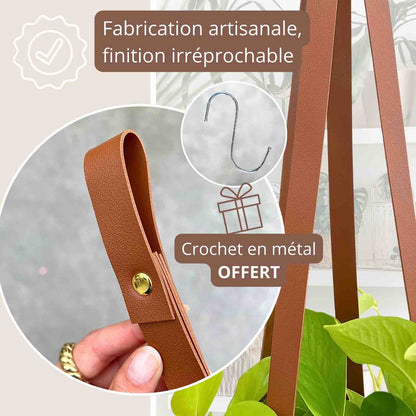 Faux leather plant hanger + free metal hook!
