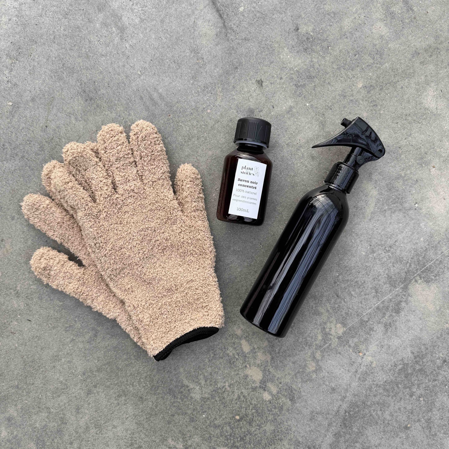 Pack Soin des Plantes Routine complète - Pulvérisateur 250ml + Savon noir concentré + Paire de Gants de Nettoyage