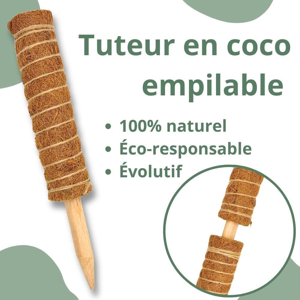 Lot X2 Tuteurs empilables pour plantes en fibres de coco + 1m ruban velcro Offert - Support pour plantes grimpantes - plantandstories
