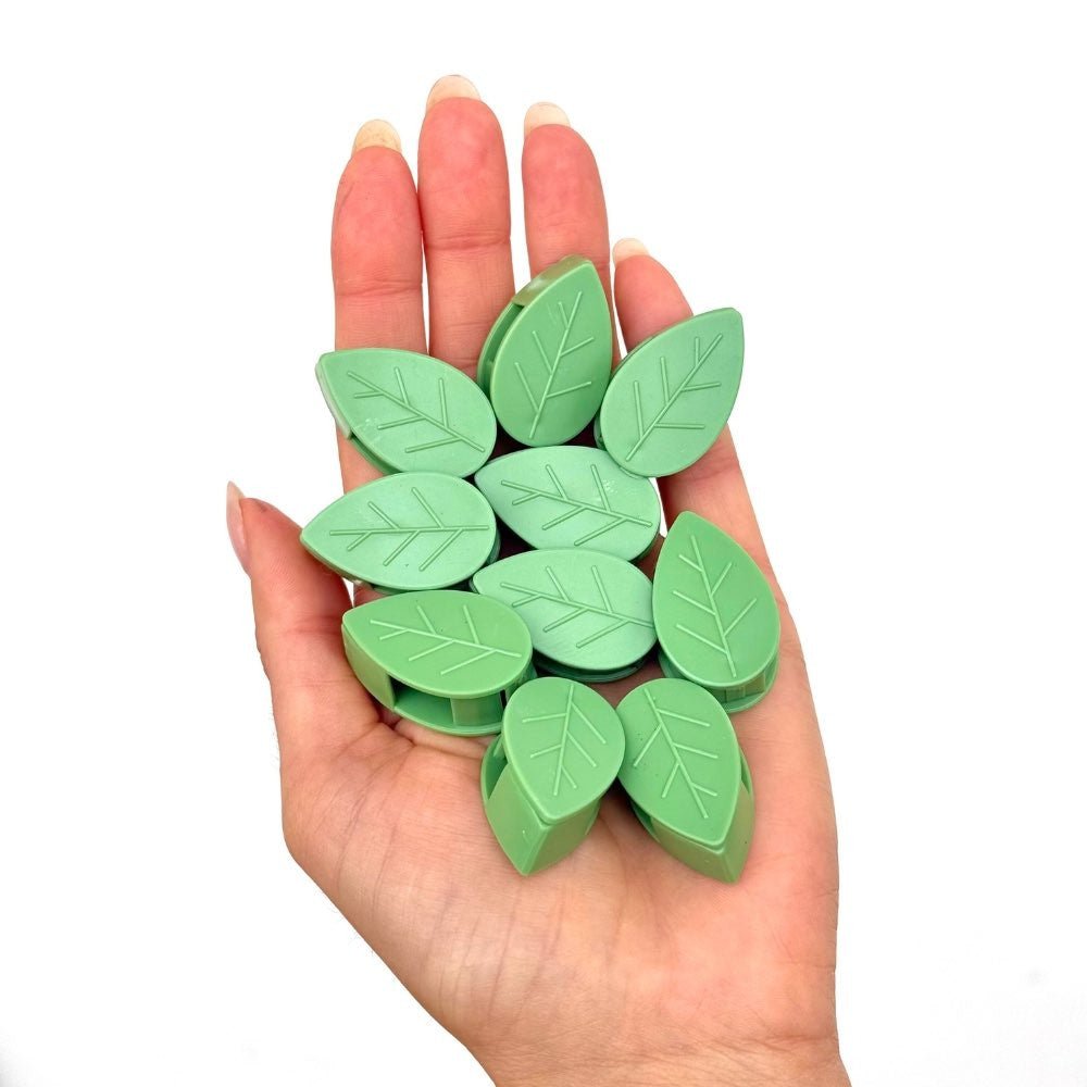 Lot d'accroches murales en forme de feuille verte clair, avec nervures visibles, pour support mural des plantes