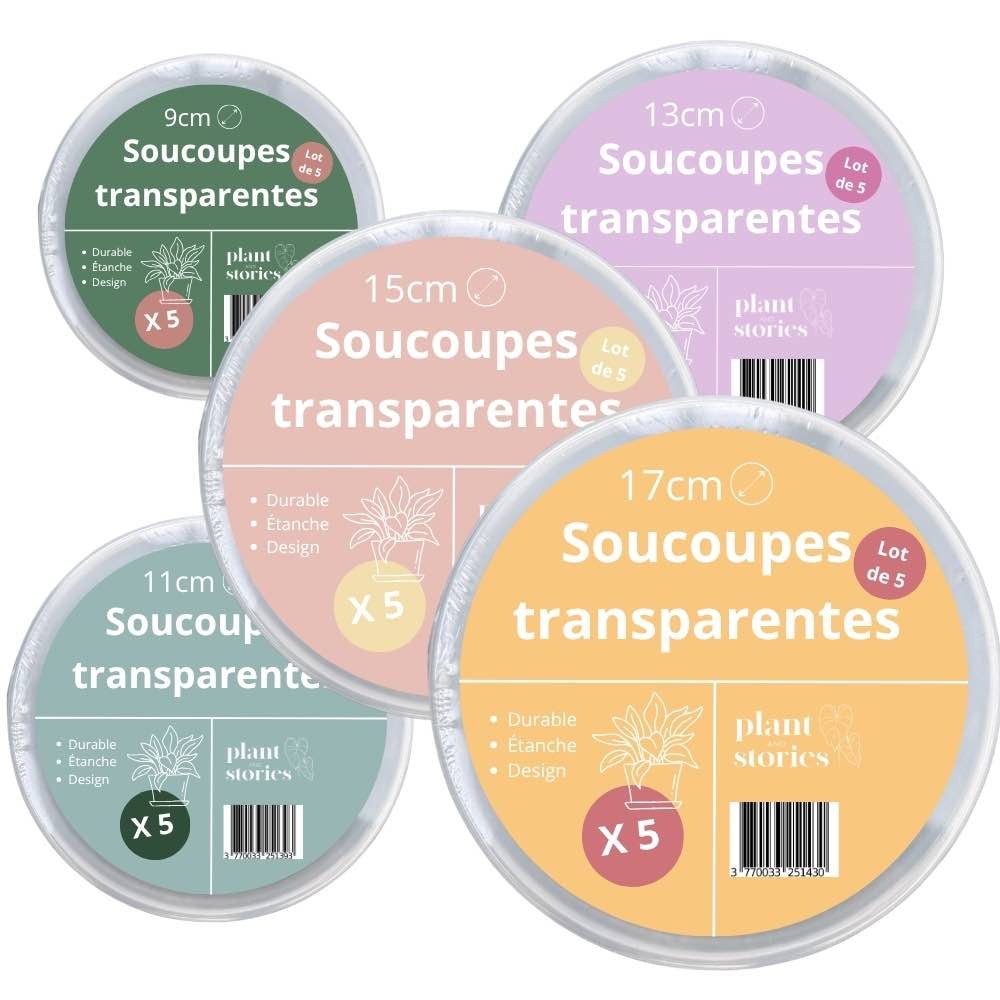 Pack de 50 Soucoupes transparentes pour plantes - Soucoupes rigides - Coupelles pour plantes - plantandstories