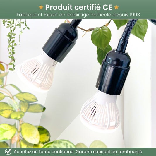Lampe horticole pour plantes d'intérieur - Lampe de croissance horticole - Lampe pour plantes à spectre complet 2 ampoules