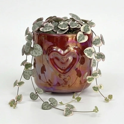 Cache-pot Coeur en céramique finition nacrée
