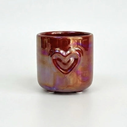Cache-pot Coeur en céramique finition nacrée