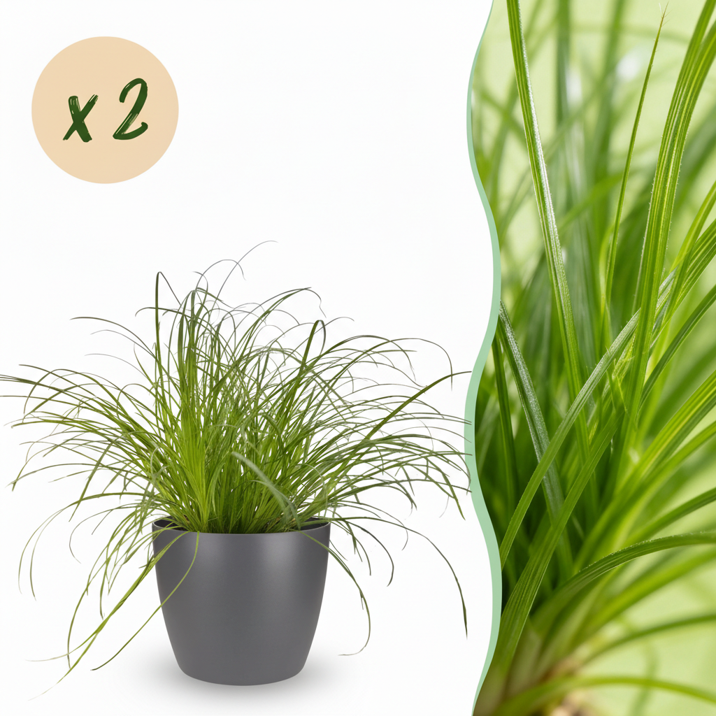 Un Cyperus alternifolius Zumula pet-friendly luxuriant est présenté dans un élégant cache-pot gris foncé