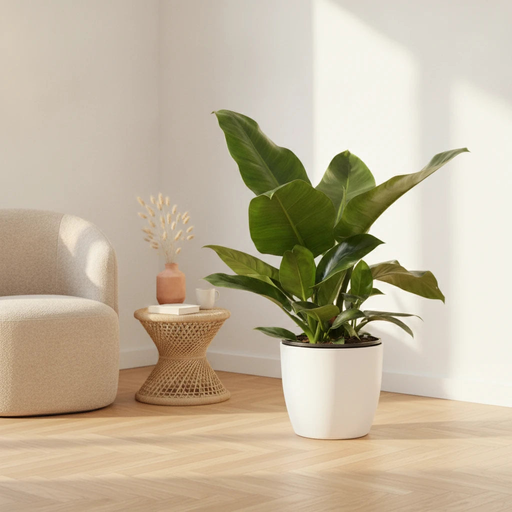 Beau Philodendron Imperial Green en pot de 19cm, hauteur 65cm. Plante d'intérieur au feuillage brillant.