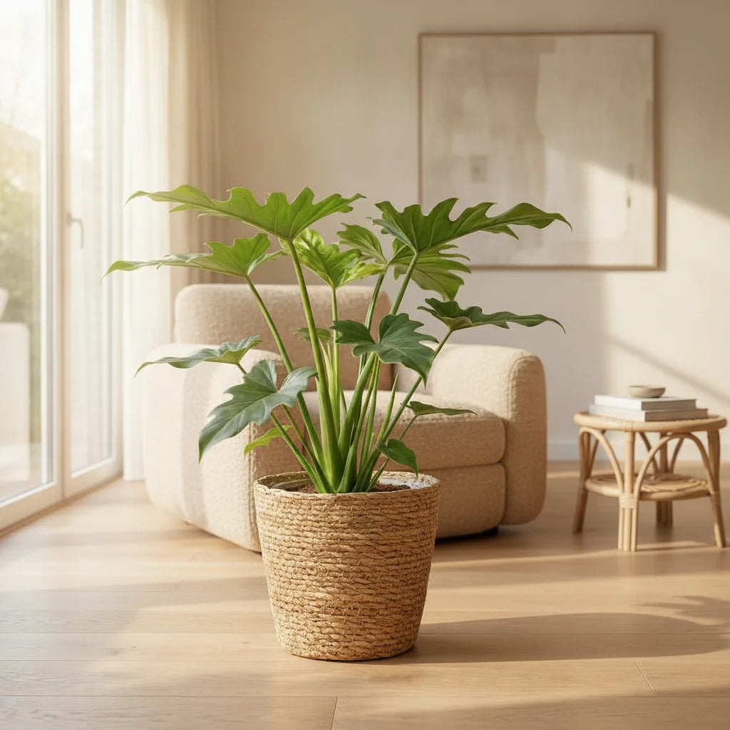 Grand Philodendron Lacerum de 65cm en pot de 19cm, feuillage vert découpé pour intérieur.
