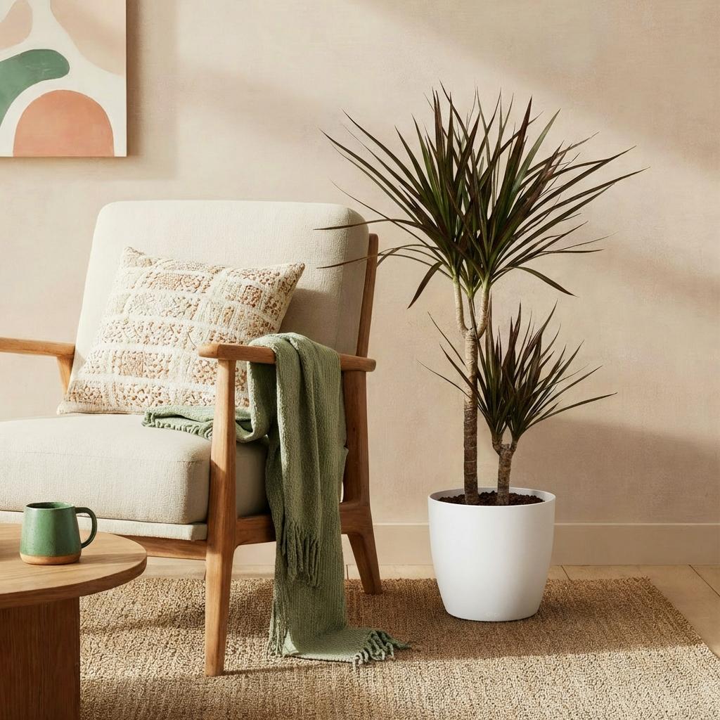 Plantes d'intérieur - Dracaena Magenta - Arbre à sang de dragon - Peu d'entretien - avec Potter Blanc - Rouge - 1 Plante - avec Potter Blanc - Pot 21cm - Hauteur 90-100cm