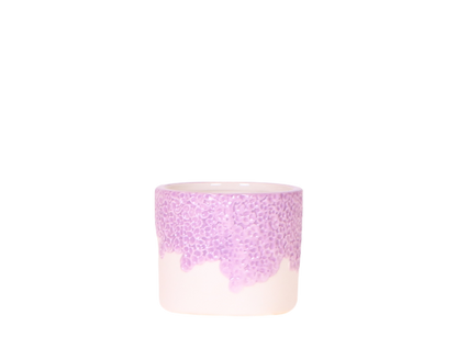 Cache-pot céramique en relief floral - courbes douces et coloris tendres - lilas