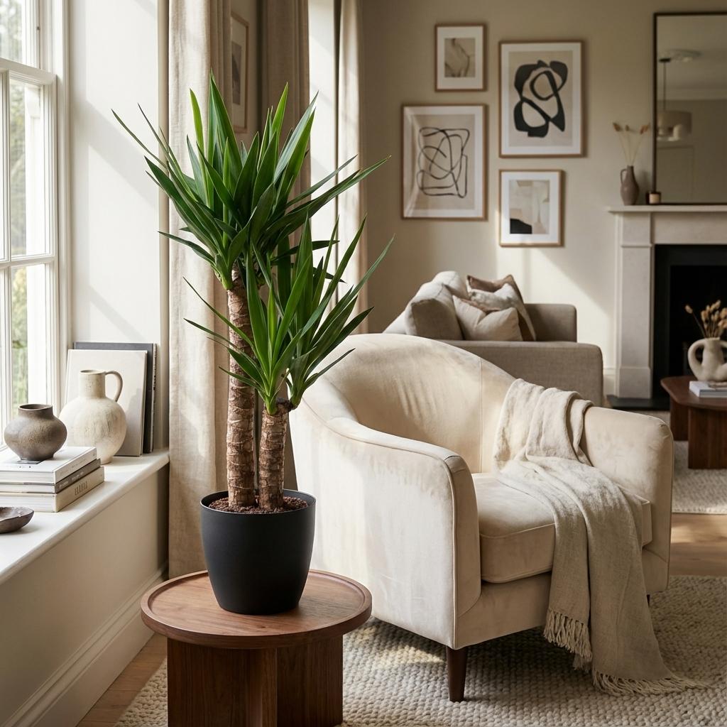 Yucca Elephantipes avec Potter noir - 90cm - Ø21
