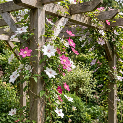 Clématite Duo Rose & Blanc (Clematis) - grimpantes à grandes fleurs
