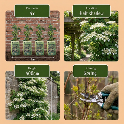 Hortensia grimpant (Hydrangea petiolaris) - grimpante fleurie pour l'ombre