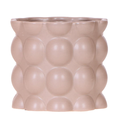Cache-pot céramique mat texture bulles - douceur cosy - sable