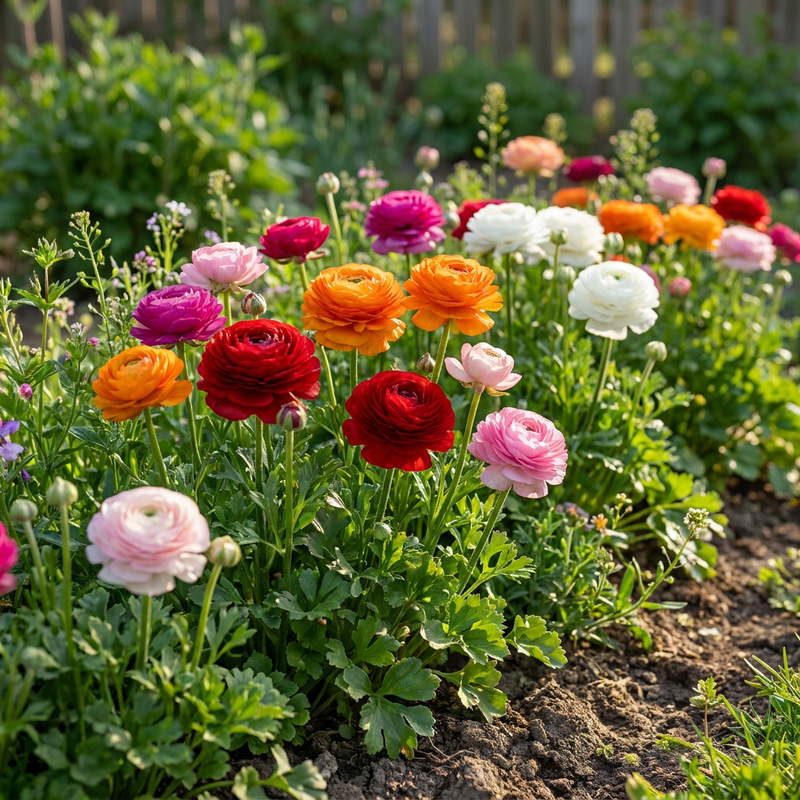 Renoncule des fleuristes en mélange (Ranunculus asiaticus) - floraison printemps-été - calibre 5/6