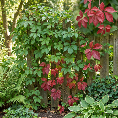 Vigne vierge d'Engelmann (Parthenocissus quinquefolia) - grimpante au feuillage flamboyant