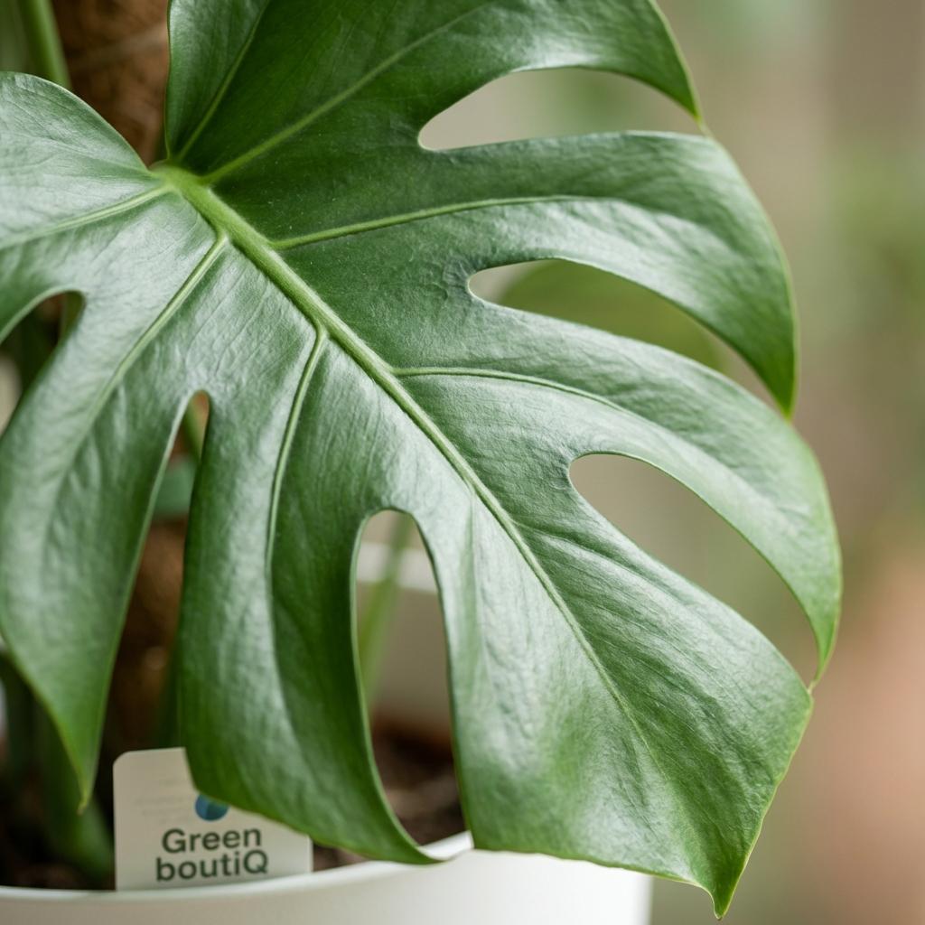Plante d'intérieur - Monstera Deliciosa sur tuteur - Vert - Entretien facile - 1 Plante - avec Pot Blanc - Pot 19cm - Hauteur 90cm