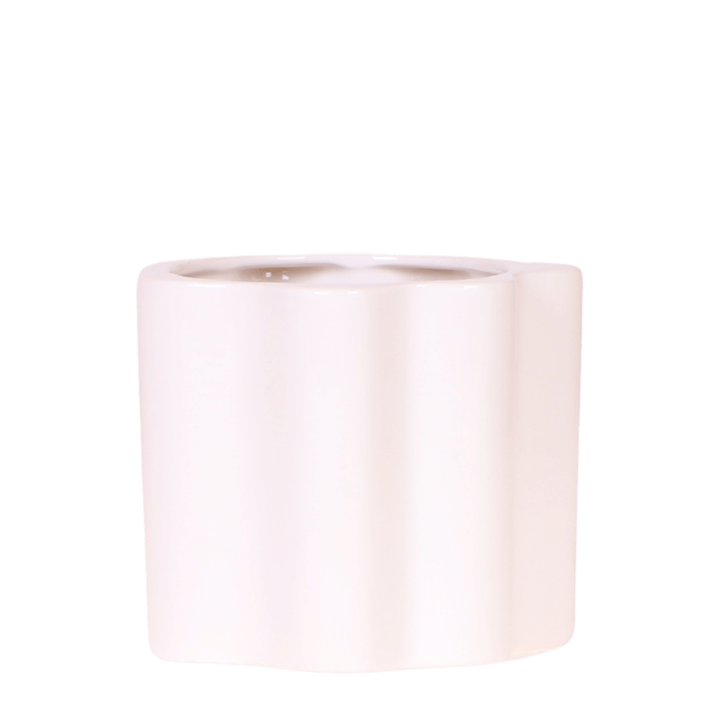Cache-pot céramique à vagues verticales - pastel brillant et joyeux - blanc