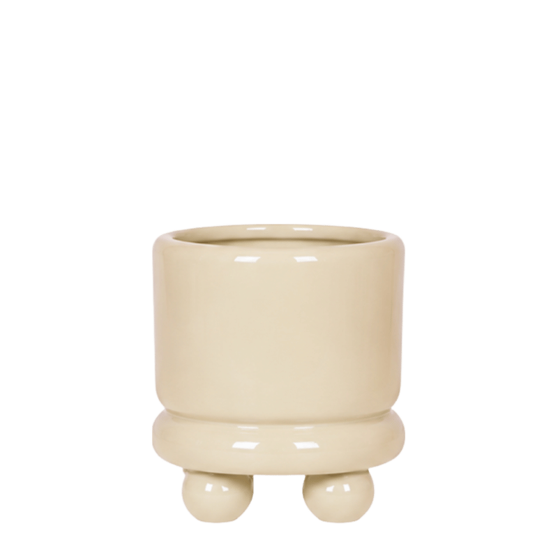 Cache-pot céramique brillant à petits pieds - vert - 6 cm