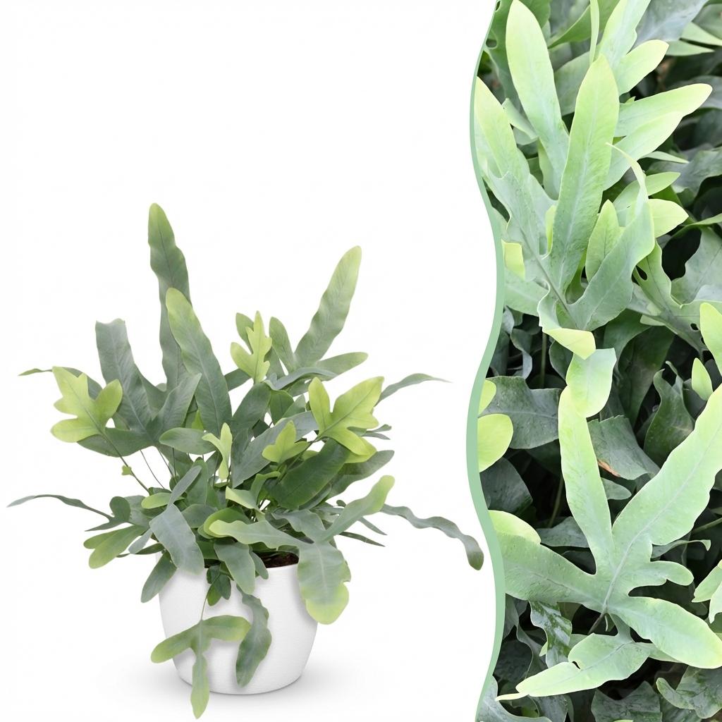 Plante d'intérieur - Phlebodium aureum Blue Star - Fougère Bleue - Plante Amie des Animaux - Bleu - 1 Plante - avec Potter Blanc - Pot 12cm - Hauteur 25cm