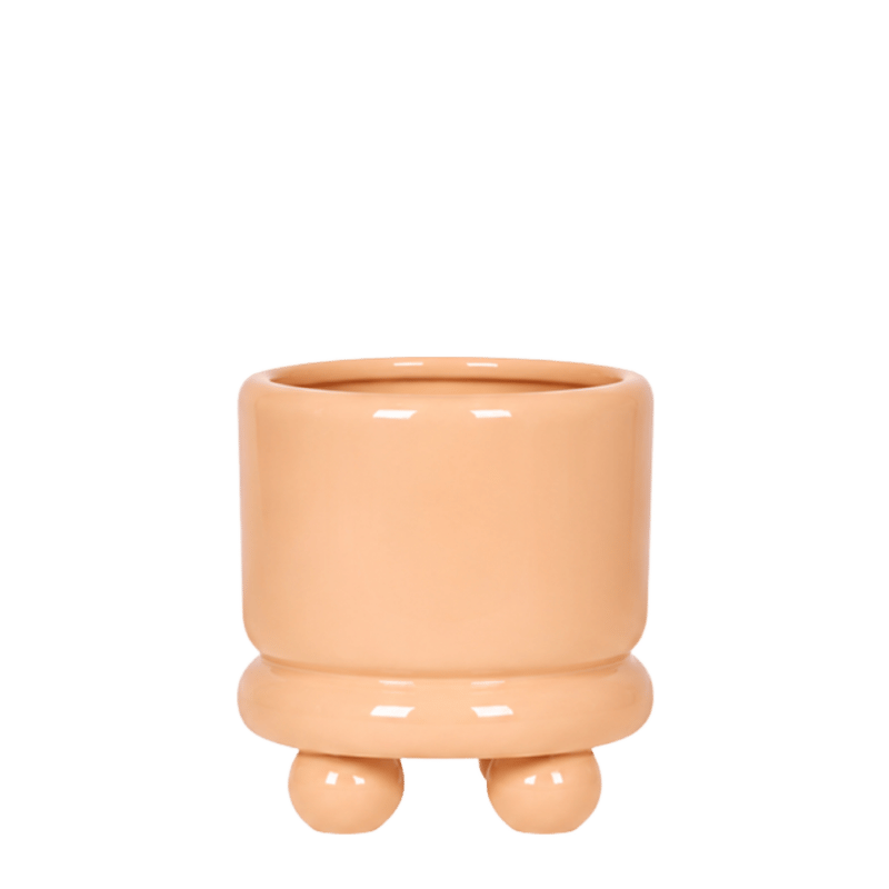 Cache-pot céramique brillant à petits pieds - orange - 6 cm