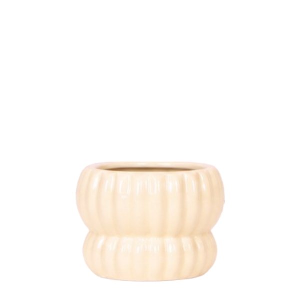 Cache-pot céramique nervuré arrondi - esprit romantique