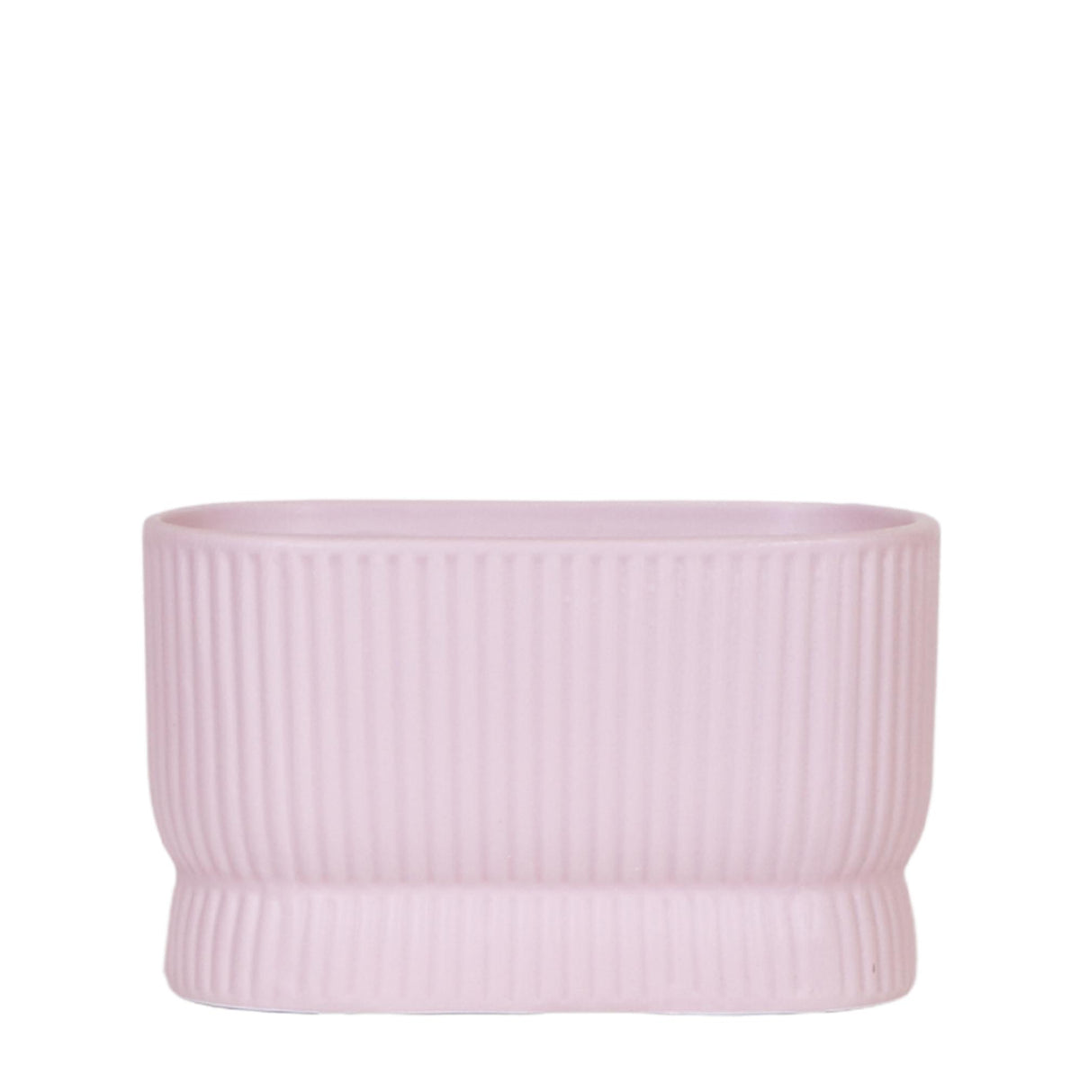 Cache-pot céramique bicolore - design graphique moderne - rose