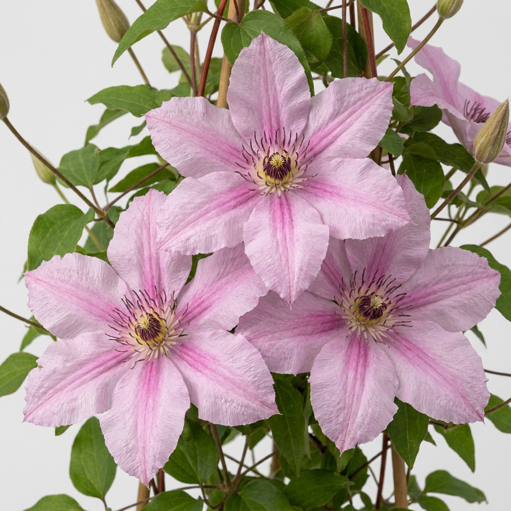 Clématite 'Hagley Hybrid' (Clematis) - grimpante à grandes fleurs rose nacré