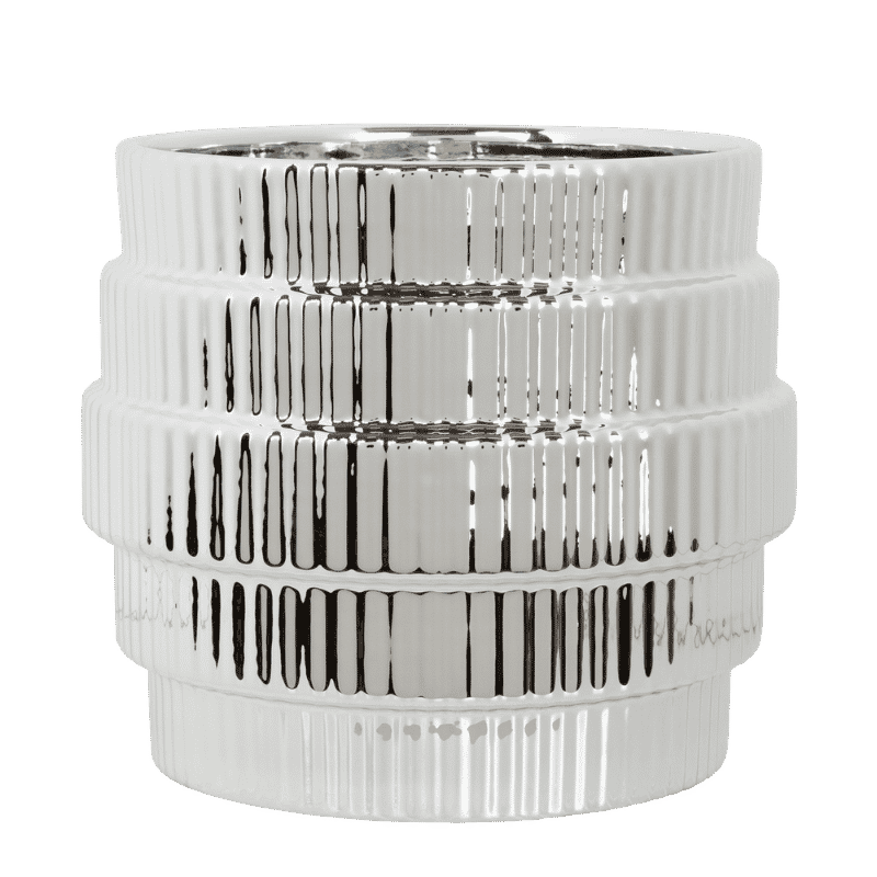 Cache-pot céramique métallisé à étages - argenté - 12 cm