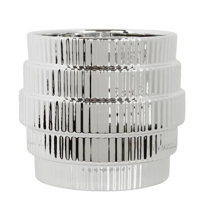Cache-pot céramique métallisé à étages - argenté - 12 cm
