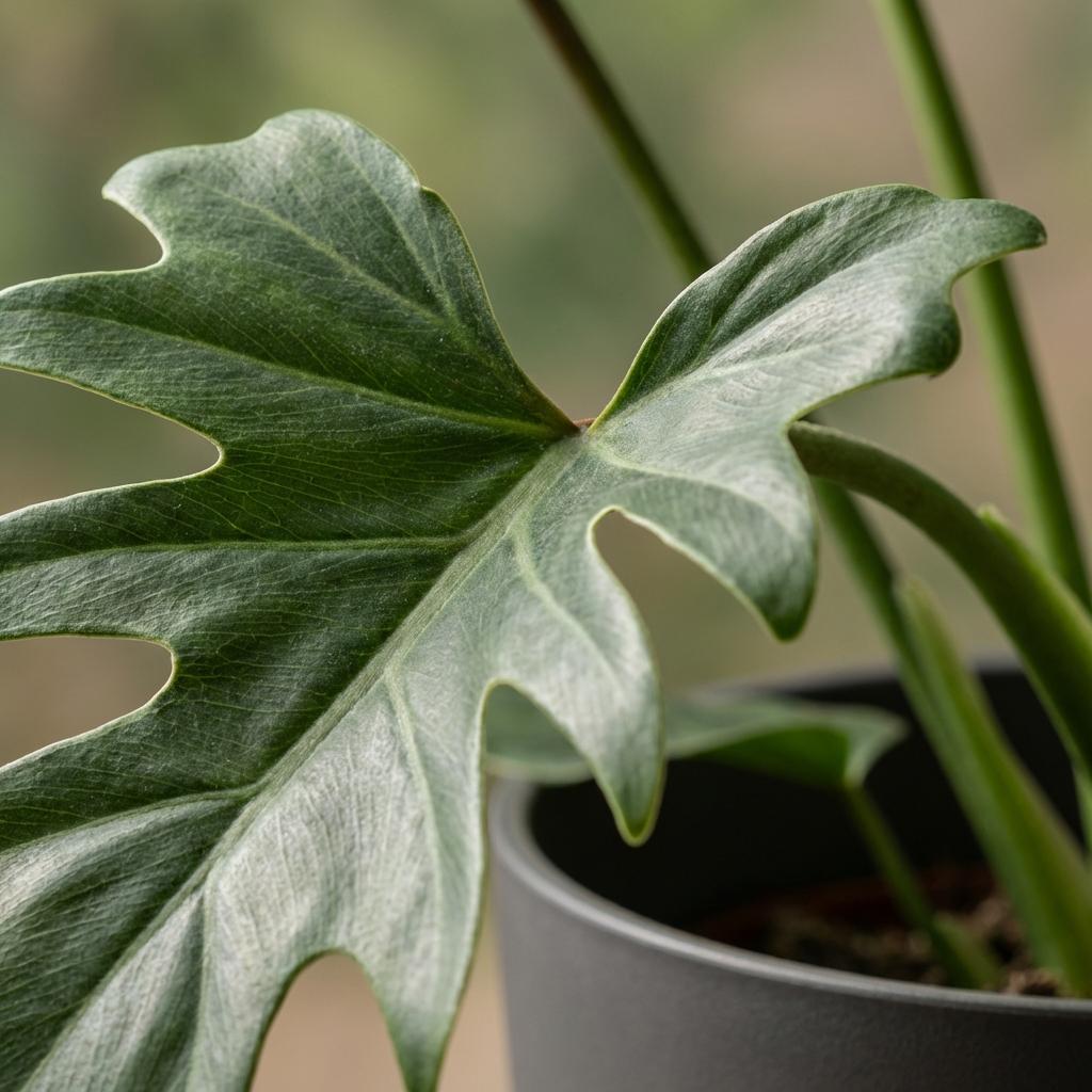 Plante d'intérieur - Philodendron Lacerum - Vert - Peu d'entretien - 1 Plante - avec Potter Gris - Pot 19cm - Hauteur 65cm