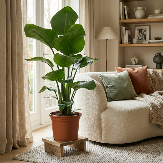 Strelitzia Nicolai Oiseau de paradis plante d'intérieur en pot de 19cm, hauteur 80-90cm