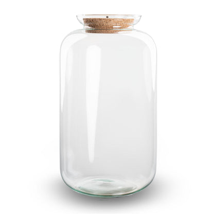 Haute bouteille terrarium en verre recyclé 15 L avec bouchon LED, Ø 23 cm hauteur 43 cm