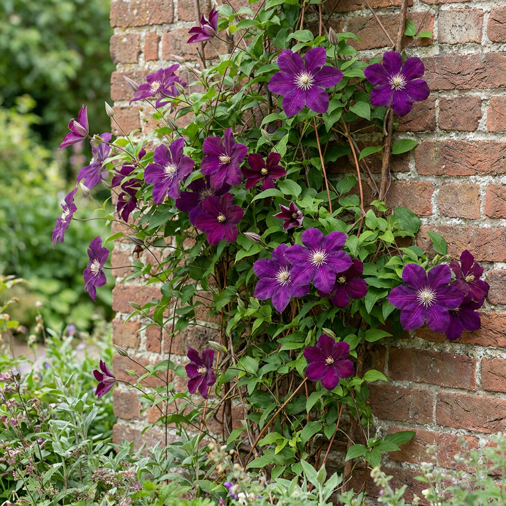Clématite 'Warszawska Nike' (Clematis) - grimpante à grandes fleurs rouge velours