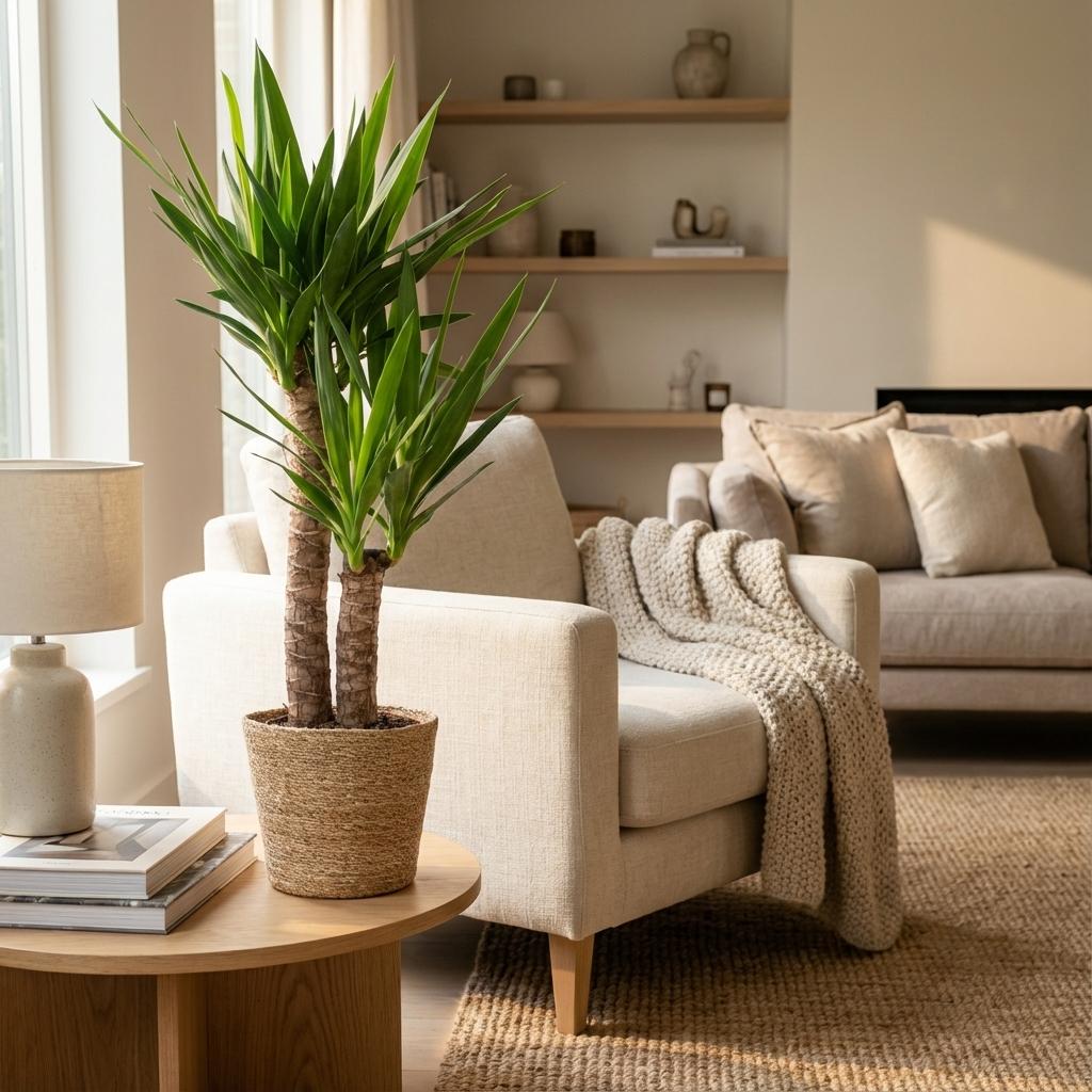 Yucca Elephantipes avec panier Zeegras naturel - 90cm - Ø21