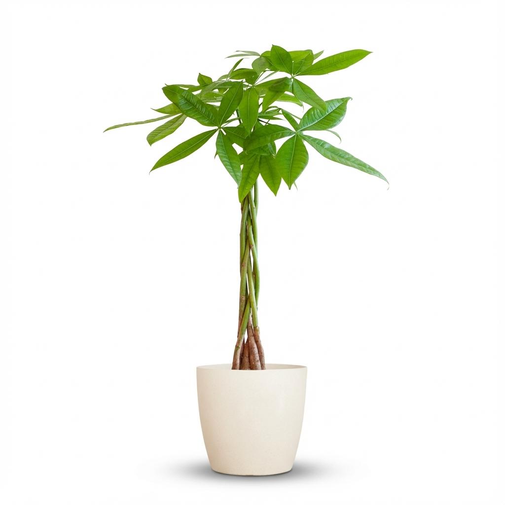 Pachira Aquatica avec Potter blanc - 80cm - Ø21