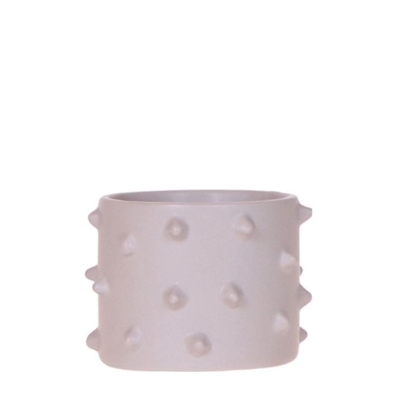 Cache-pot céramique à picots en relief - style audacieux - gris, 6 cm