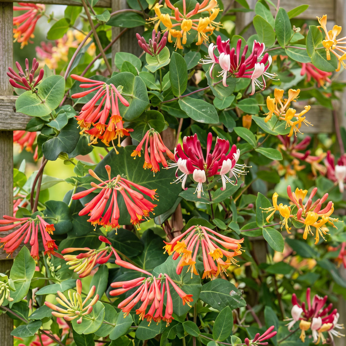 Chèvrefeuille grimpant Tricolore en mélange de couleurs (Lonicera) - grimpantes fleuries