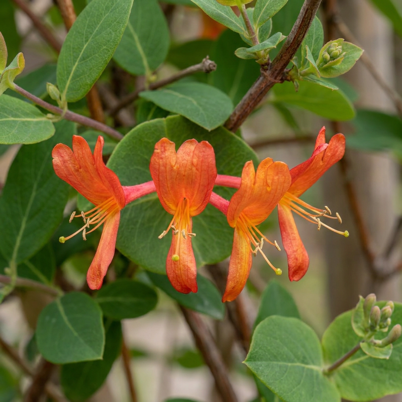 Chèvrefeuille écarlate 'Dropmore Scarlet' (Lonicera x brownii) - grimpante persistante