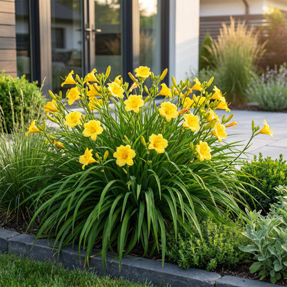 Hémérocalle 'Stella de Oro' au jardin, Hemerocallis