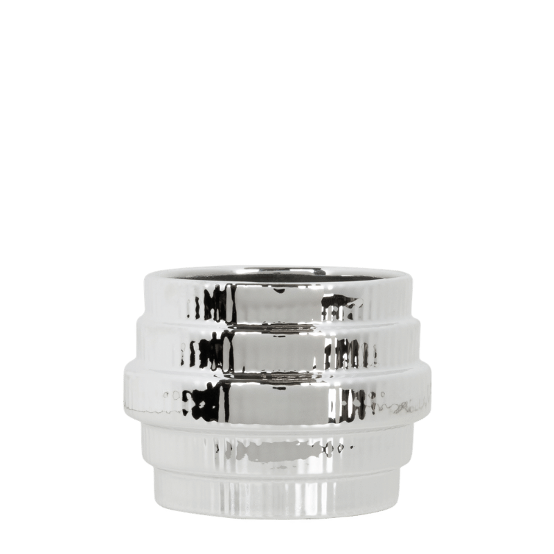 Cache-pot céramique métallisé à étages - argenté - 6 cm