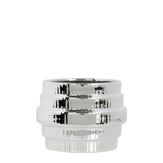 Cache-pot céramique métallisé à étages - argenté - 6 cm